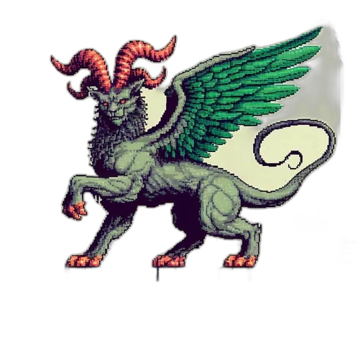 dragon, creature, staff, animal, pixel art, fantasy art, concept art, 3d render transparent PNG cut-out