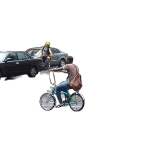 car, concept art, 3d render, city street, outer space, man, rides, bike transparent PNG cut-out