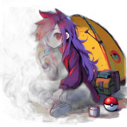 jacket, mask, umbrella, creature, pixel art, watercolor, concept art, fantasy art transparent PNG cut-out
