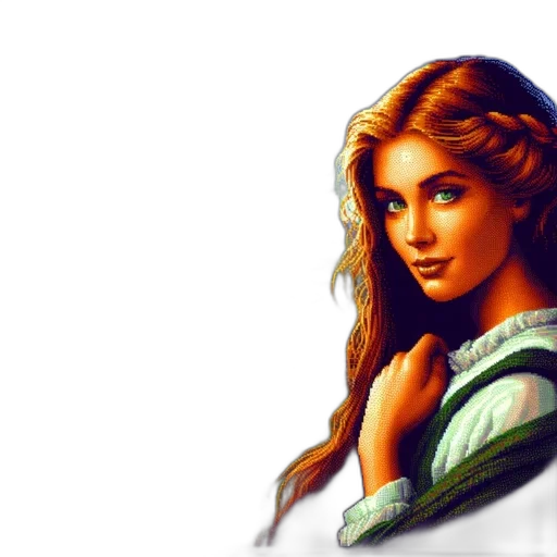 face, jewelry, crown, dress, fantasy art, pixel art, oil painting, photorealistic transparent PNG cut-out