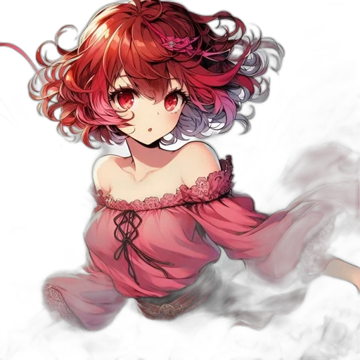 dress, crown, flower, face, watercolor, anime, fantasy art, pixel art transparent PNG cut-out