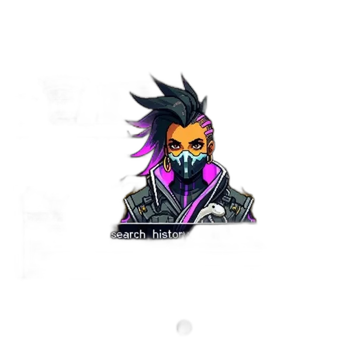 mask, jacket, jewelry, staff, pixel art, cyberpunk, concept art, fantasy art transparent PNG cut-out