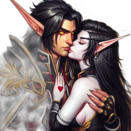 fantasy art, concept art, pixel art, oil painting, two, elven, characters, share transparent PNG cut-out