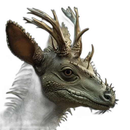 dragon, creature, animal, mask, fantasy art, concept art, photorealistic, 3d render transparent PNG cut-out