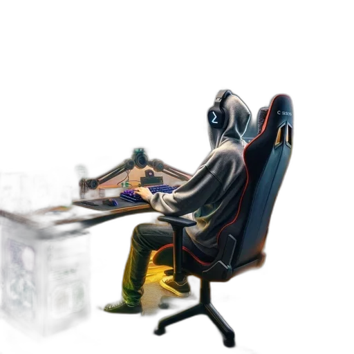 robot, furniture, jacket, mask, concept art, cyberpunk, 3d render, pixel art transparent PNG cut-out