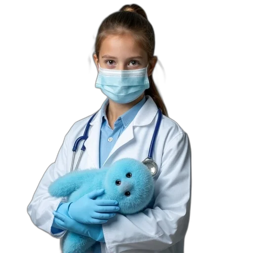 mask, staff, blue, young, girl, medical, protective, coat transparent PNG cut-out