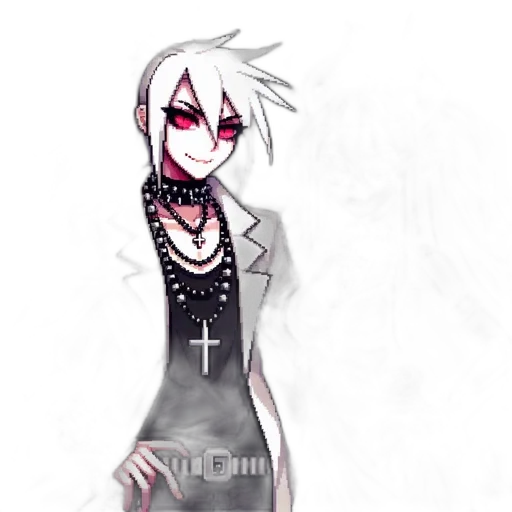 dress, creature, concept art, pixel art, cartoon, fantasy art, monochrome, dark transparent PNG cut-out