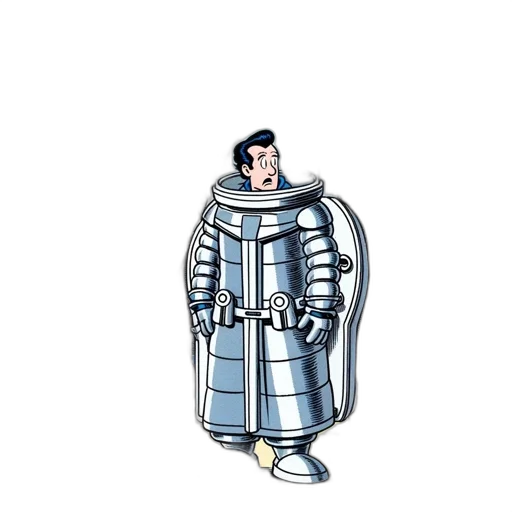 jacket, robot, dress, staff, concept art, comic book art, cartoon, pixel art transparent PNG cut-out