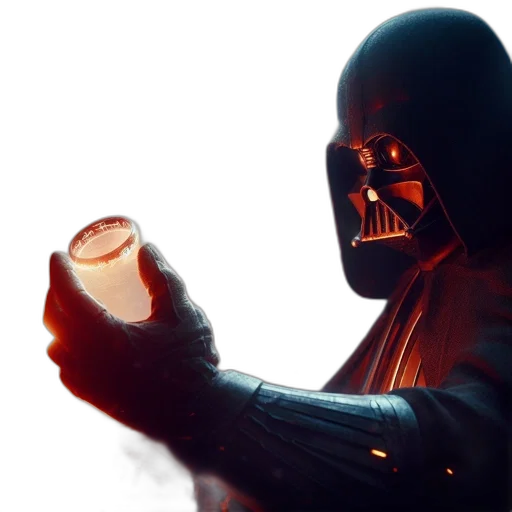 mask, concept art, 3d render, comic book art, photorealistic, fire, neon lights, darth transparent PNG cut-out