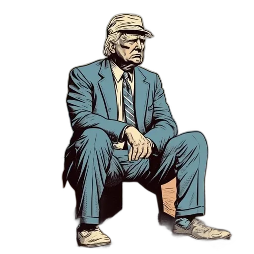 jacket, hat, comic book art, concept art, cartoon, pixel art, man, suit transparent PNG cut-out