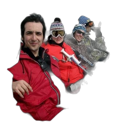 jacket, photorealistic, 3d render, concept art, snow, group, friends, wearing transparent PNG cut-out