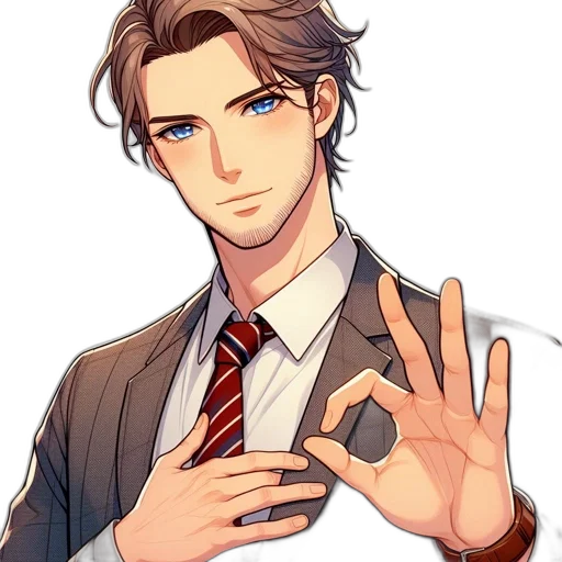 pixel art, anime, illustration, features, man, distinctive, blue, eyes transparent PNG cut-out