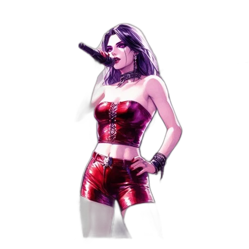 comic book art, concept art, pixel art, fantasy art, red, inside, bar, woman transparent PNG cut-out