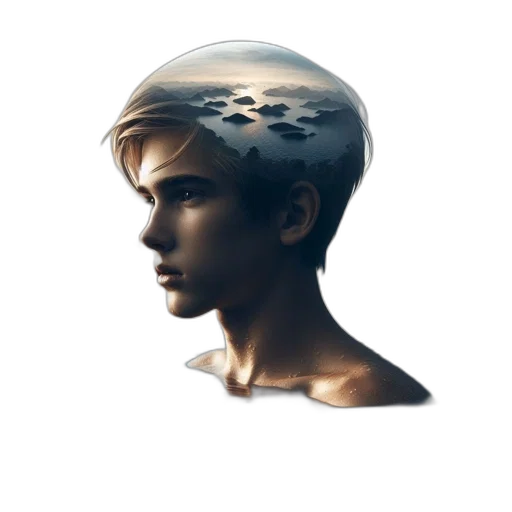 face, crown, hair, mask, concept art, photorealistic, 3d render, fantasy art transparent PNG cut-out
