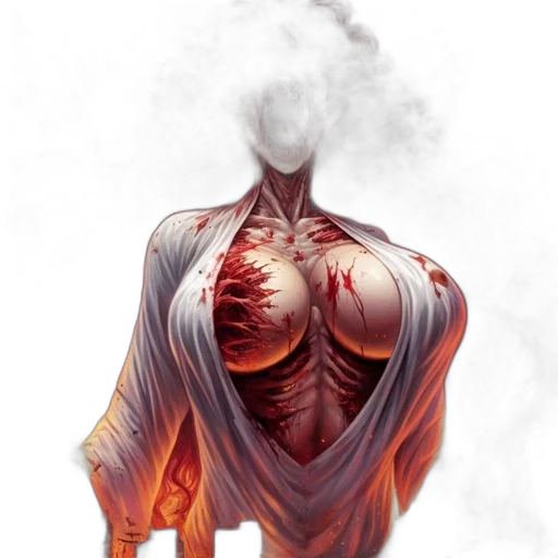 mask, comic book art, concept art, fantasy art, photorealistic, fire, enraged, glowing-eyed transparent PNG cut-out