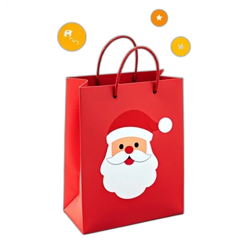 red, shopping, bag, white, santa, claus, design, displayed transparent PNG cut-out
