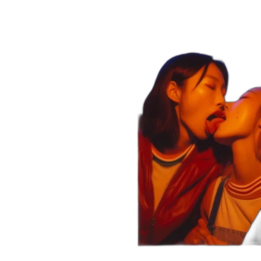 face, photorealistic, oil painting, 3d render, vaporwave, fire, outer space, neon lights transparent PNG cut-out