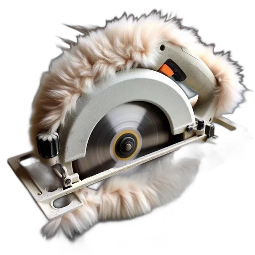 robot, hair, hat, weapon, 3d render, circular, saw, furry transparent PNG cut-out