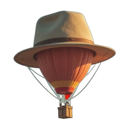 hat, umbrella, mask, staff, 3d render, concept art, photorealistic, pixel art transparent PNG cut-out
