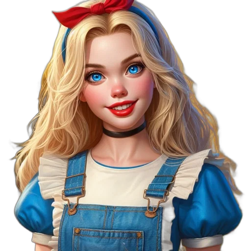 face, photorealistic, fantasy art, oil painting, cartoon, young, woman, blonde transparent PNG cut-out