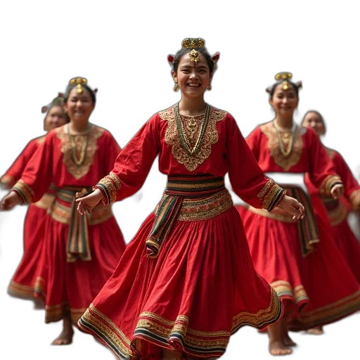 staff, oil painting, 3d render, red, group, native, people, traditional transparent PNG cut-out