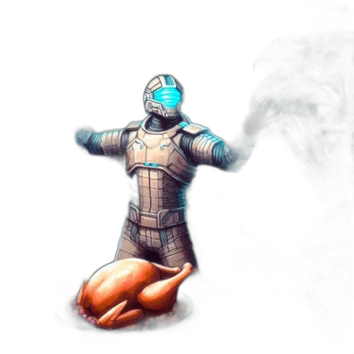 robot, mask, creature, weapon, concept art, 3d render, fantasy art, pixel art transparent PNG cut-out