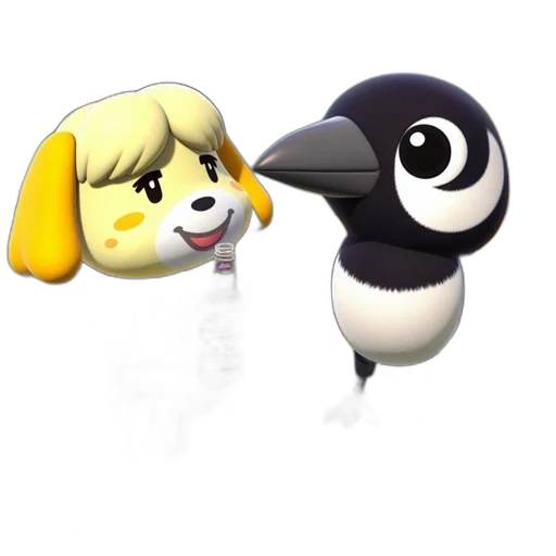 animal, staff, concept art, 3d render, cartoon, monochrome, two, animated transparent PNG cut-out