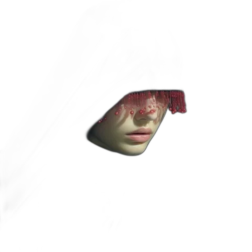 mask, face, hat, creature, 3d render, photorealistic, vaporwave, pixel art transparent PNG cut-out
