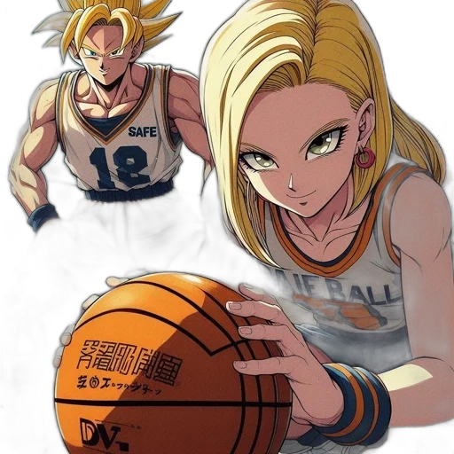hair, concept art, anime, cartoon, comic book art, golden, two, basketball transparent PNG cut-out