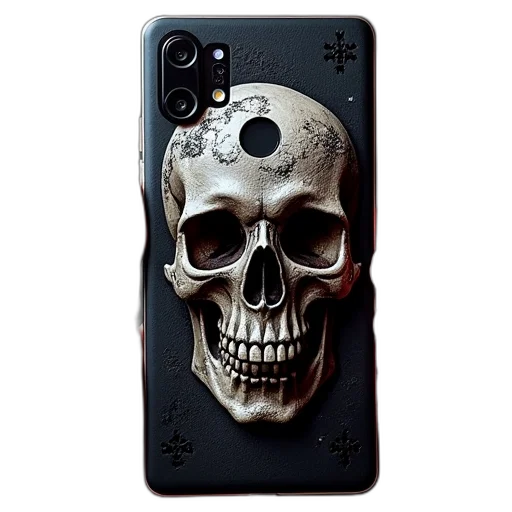 cyberpunk, photorealistic, skull, printed transparent PNG cut-out