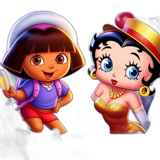 3d render, cartoon, concept art, photorealistic, two, animated, characters, celebrate transparent PNG cut-out