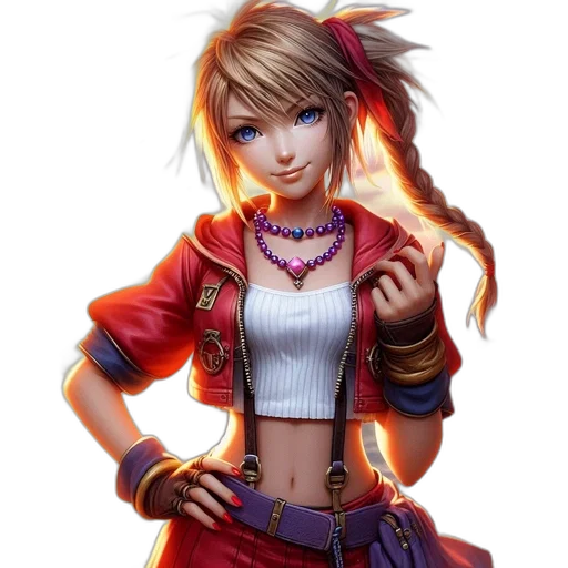 jacket, staff, concept art, fantasy art, anime, photorealistic, neon, red transparent PNG cut-out