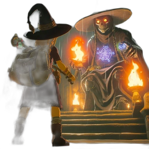 mask, staff, concept art, fantasy art, comic book art, pixel art, fire, night transparent PNG cut-out