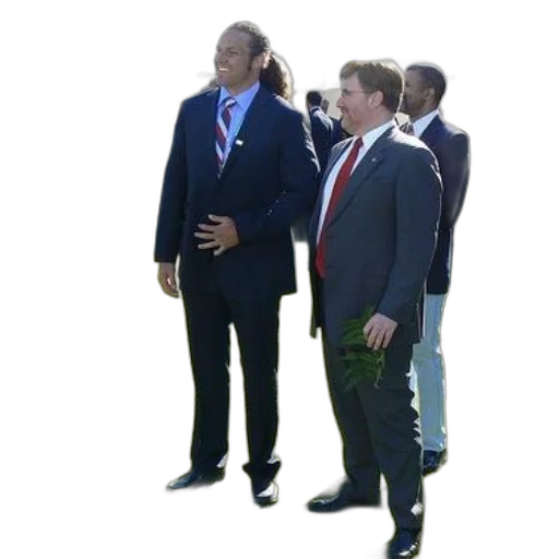 staff, jacket, two, men, suits, stand, grassy, field transparent PNG cut-out