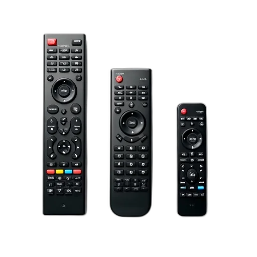 3d render, set, three, remote, controls, displayed, against, white transparent PNG cut-out