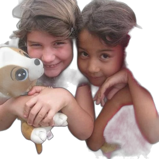 animal, photorealistic, 3d render, concept art, two, young, girls, hug transparent PNG cut-out
