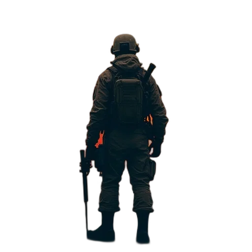 weapon, staff, jacket, mask, concept art, pixel art, 3d render, cyberpunk transparent PNG cut-out
