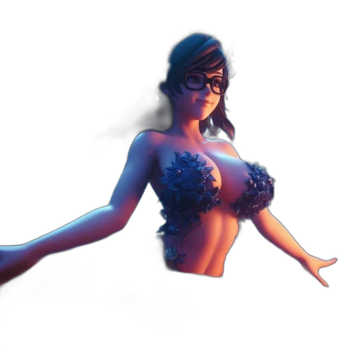 dress, staff, concept art, 3d render, pixel art, fantasy art, aquatic-themed, animation transparent PNG cut-out