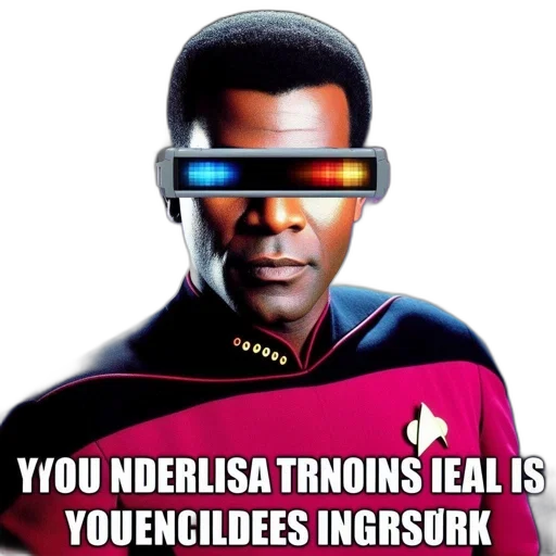 robot, cyberpunk, vaporwave, star, trek, character, wears, red transparent PNG cut-out