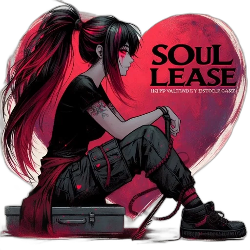 concept art, comic book art, cyberpunk, anime, red, woman, streaks, her transparent PNG cut-out