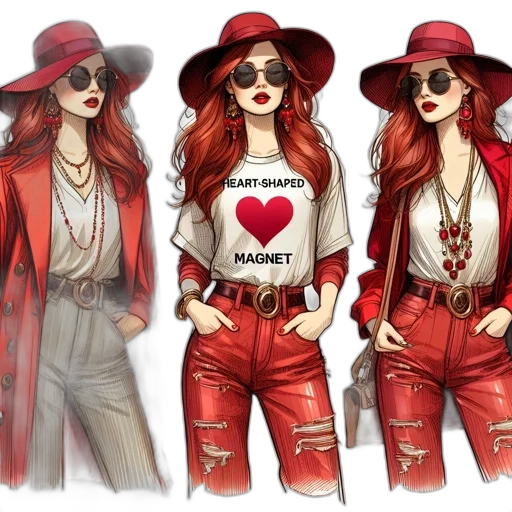 jewelry, concept art, cartoon, comic book art, fantasy art, red, colorful, three transparent PNG cut-out