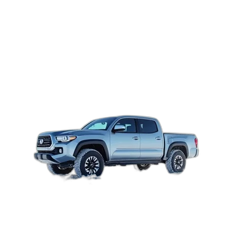 car, 3d render, photorealistic, silver, pickup, truck, parked, snowy transparent PNG cut-out