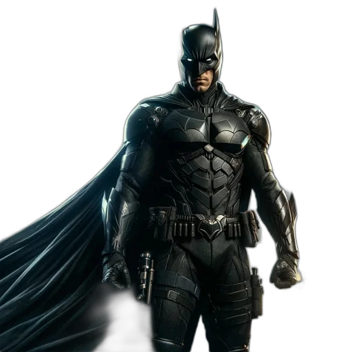 comic book art, concept art, 3d render, photorealistic, batman, stands, silhouetted, against transparent PNG cut-out