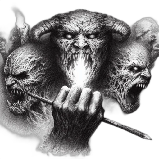 staff, creature, face, mask, fantasy art, concept art, pencil sketch, photorealistic transparent PNG cut-out
