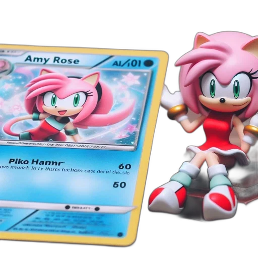 concept art, 3d render, vaporwave, amy, rose, figurine, sonic, series transparent PNG cut-out
