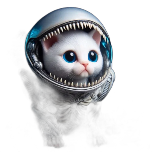 creature, robot, animal, mask, concept art, 3d render, outer space, small transparent PNG cut-out