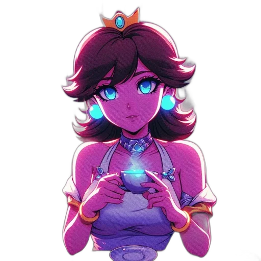 crown, jewelry, staff, dress, concept art, vaporwave, pixel art, fantasy art transparent PNG cut-out