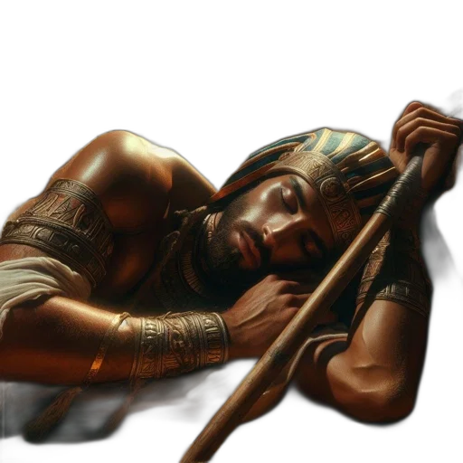 sword, staff, fantasy art, photorealistic, concept art, oil painting, egyptian, man transparent PNG cut-out