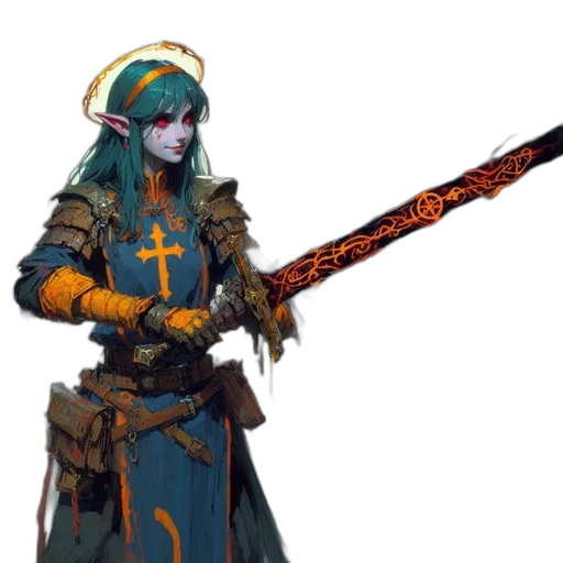 staff, weapon, sword, fantasy art, concept art, pixel art, 3d render, blue transparent PNG cut-out
