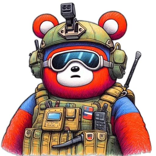 weapon, staff, concept art, pixel art, 3d render, comic book art, anthropomorphic, bear transparent PNG cut-out
